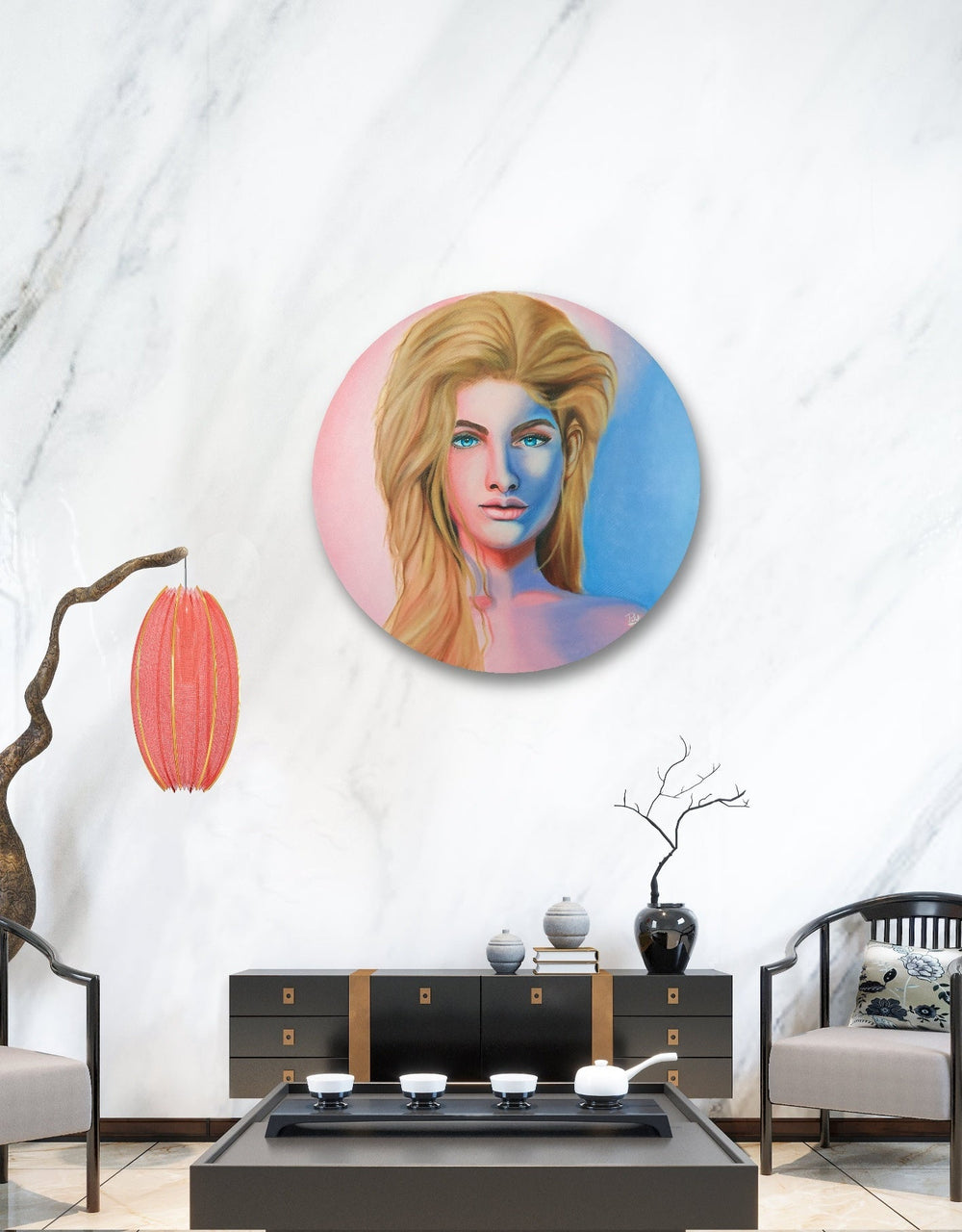 Luxoré Chromatic Whispers: The Girl in Blue and Pink