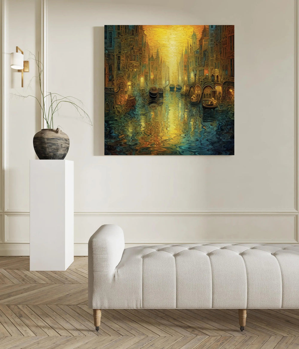 Luxoré Canal City Colors of Amsterdam Street Fluid Art Painting