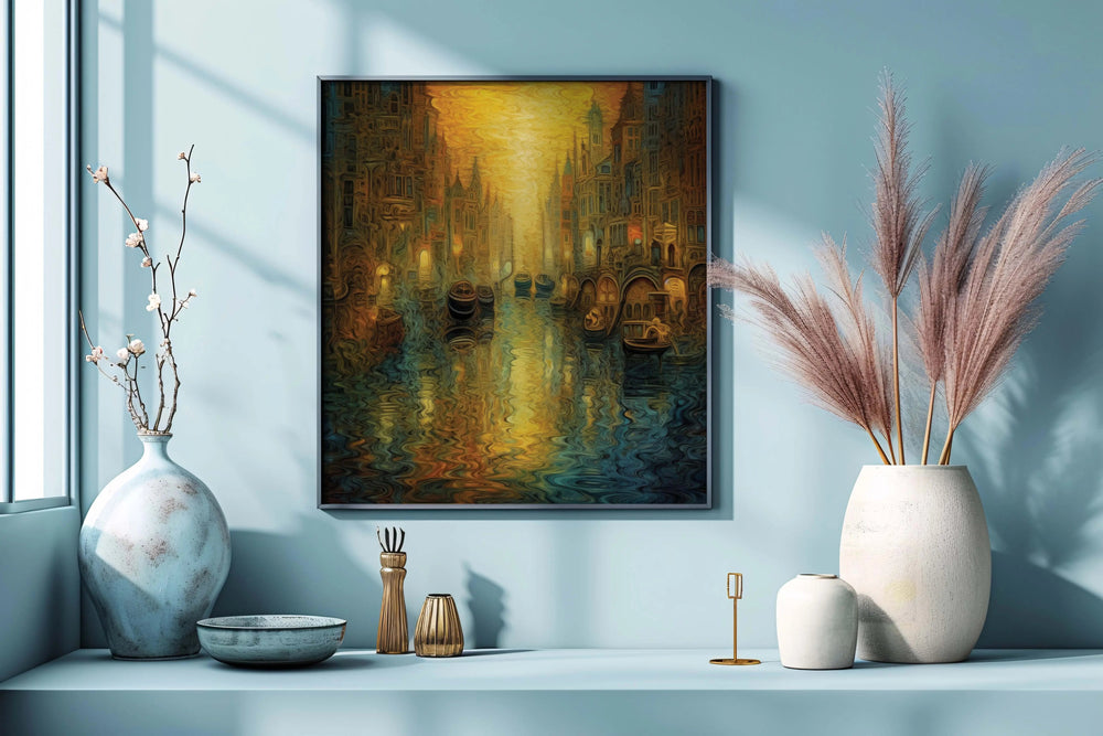 Luxoré Canal City Colors of Amsterdam Street Fluid Art Painting