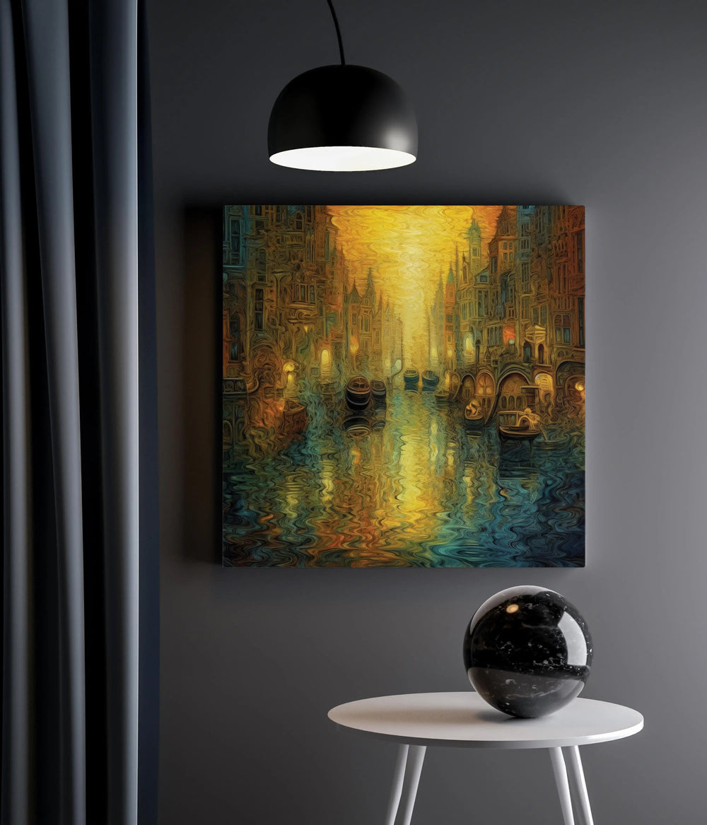 Luxoré Canal City Colors of Amsterdam Street Fluid Art Painting
