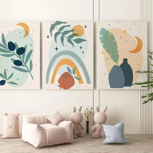 Luxoré Eclectic Boho Multicolor Set of 3 Luxury Digital Art