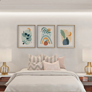 Luxoré Eclectic Boho Multicolor Set of 3 Luxury Digital Art
