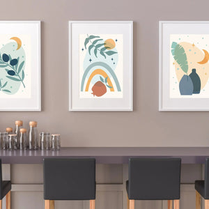 Luxoré Eclectic Boho Multicolor Set of 3 Luxury Digital Art