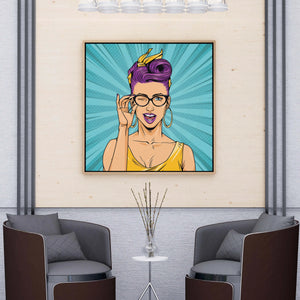 Luxoré Comic Chic Pop Art Girl with Wink and Glasses