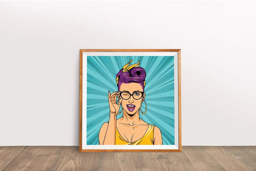 Luxoré Comic Chic Pop Art Girl with Wink and Glasses