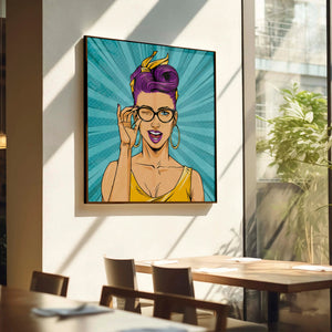 Luxoré Comic Chic Pop Art Girl with Wink and Glasses