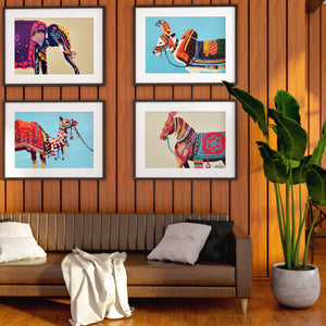 Luxoré Indian Menagerie Quartet of Decorated Handmade Animal Paintings