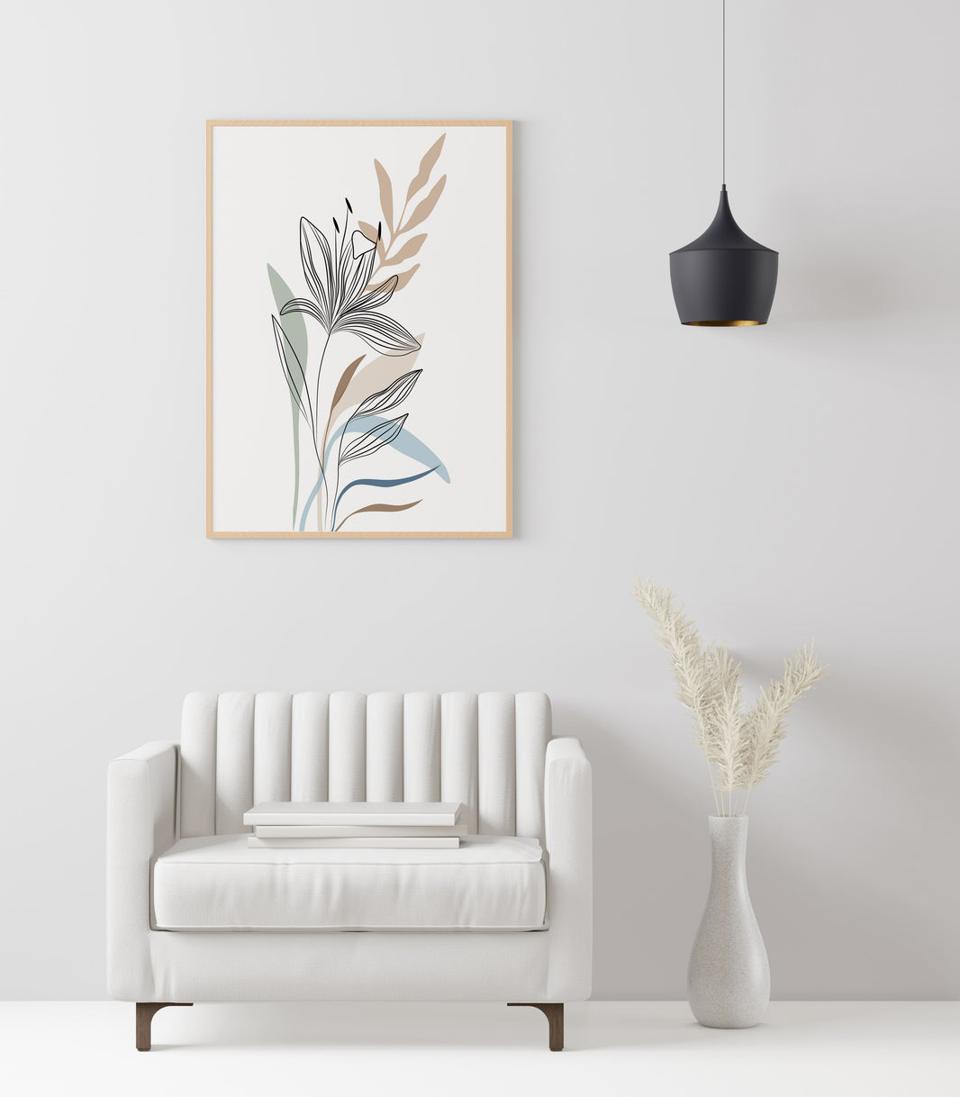 Elegant Pastel Line Art of Whispering Floral