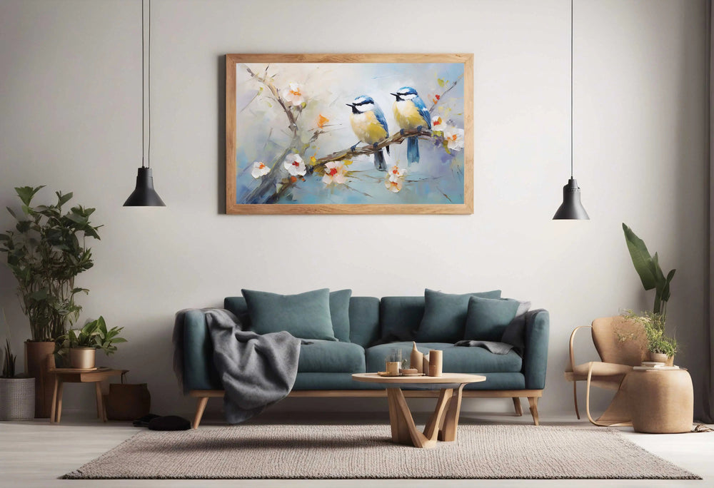 Luxoré Branches of Joyful Birds and Blossom Flowers Digital Oil Painting