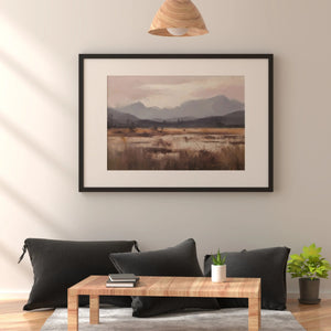 Luxoré Golden Fields with Abstract Mountain Silhouettes