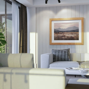 Luxoré Golden Fields with Abstract Mountain Silhouettes