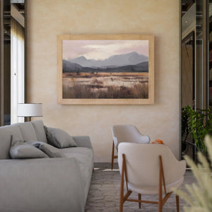 Luxoré Golden Fields with Abstract Mountain Silhouettes