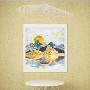 Luxoré Sailboat Landscape Reflection Art Digital Painting