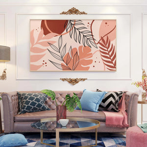 Bohemian Peach Blaze digital painting in a luxurious living room with elegant decor.