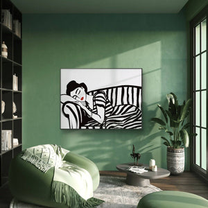 Modern Digital Painting Sleeping Couch Line Art
