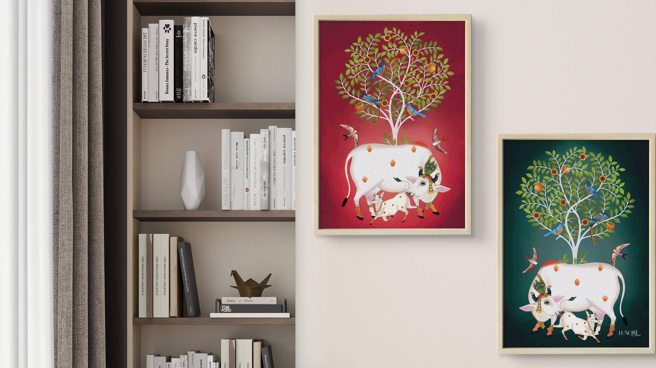 Contemporary Pichwai Cow Calf Painting Digital Art