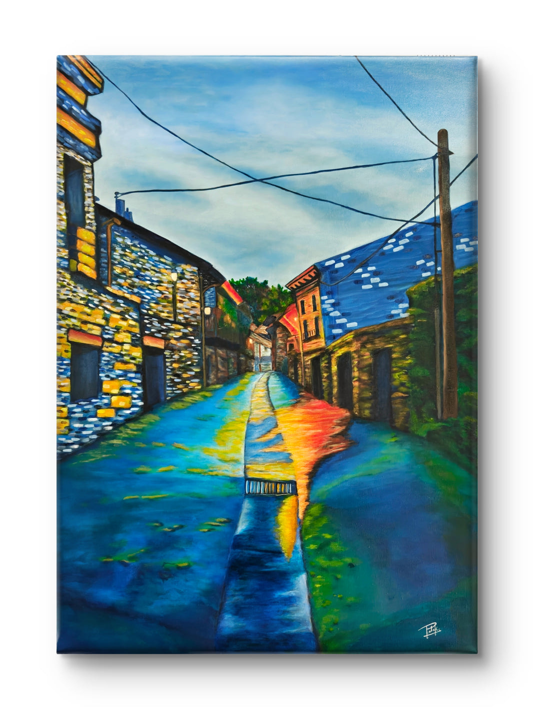 Evening Lights of Vibrant Town Handmade Oil Painting from Luxoré Originals