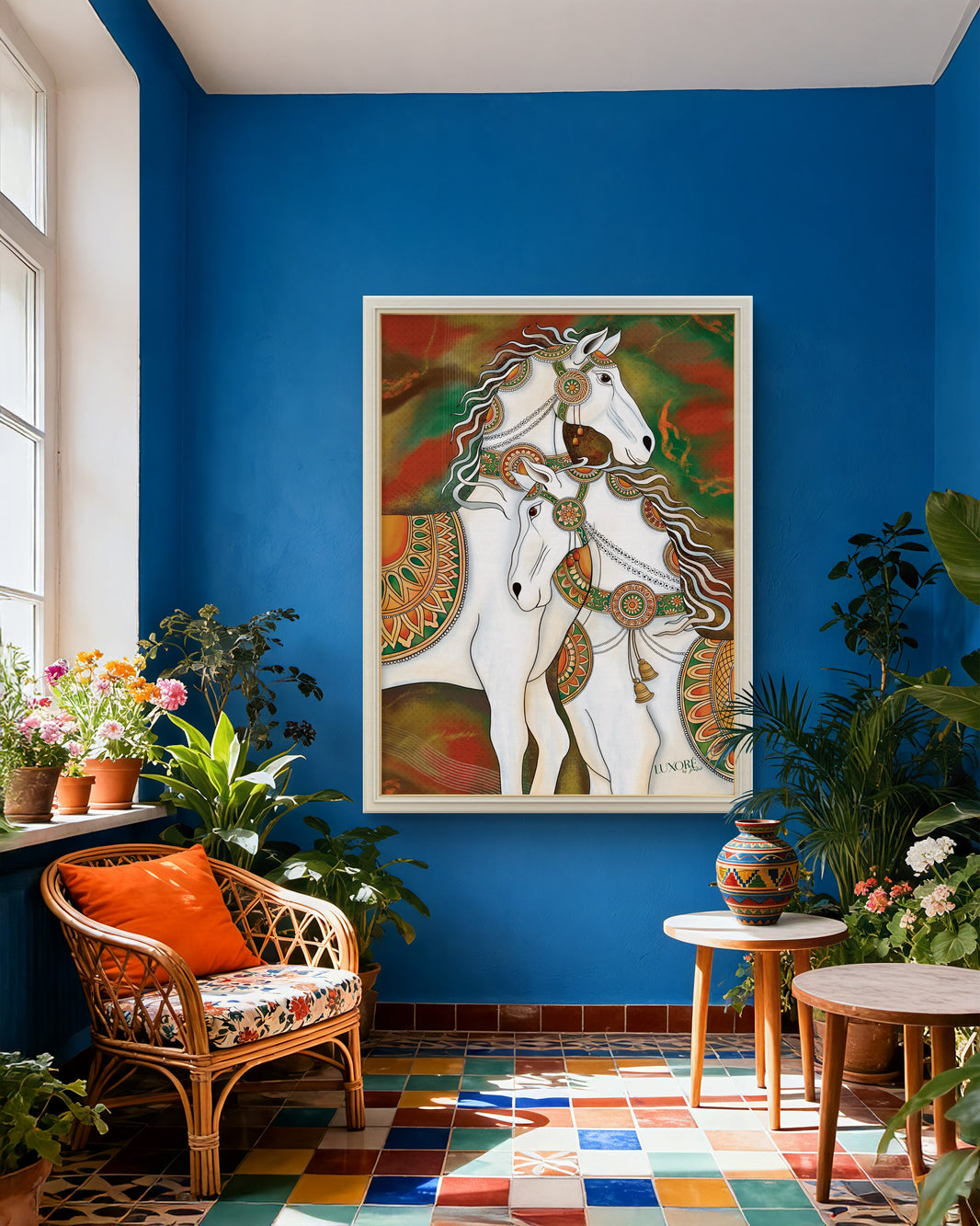 White Horses Digital Painting Artwork