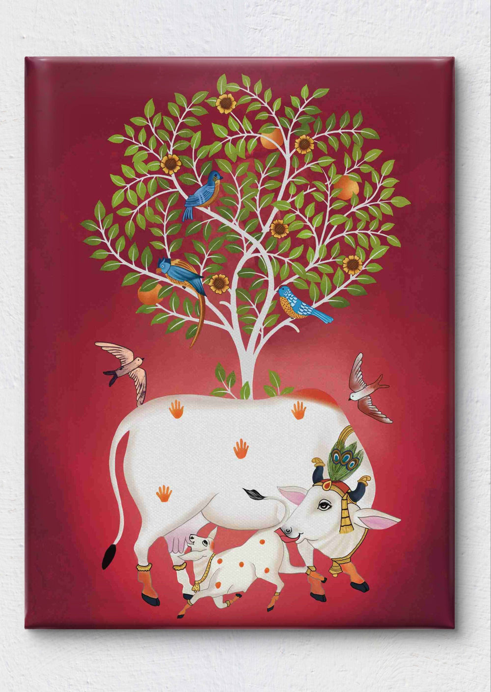 Digital Pichwai Cow and Calf Painting