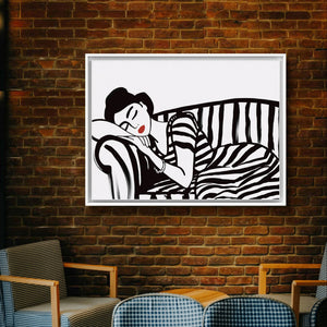 Modern Digital Painting, Black and white Painting, Women Sleeping