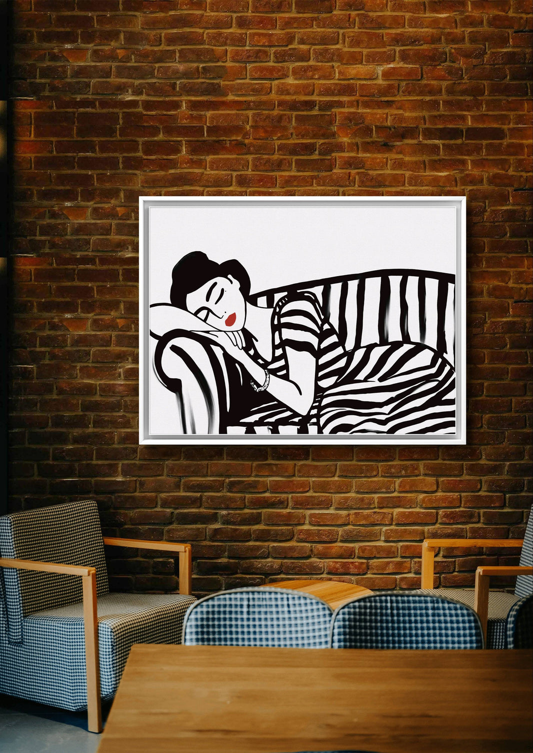 Modern Digital Painting, Black and white Painting, Women Sleeping