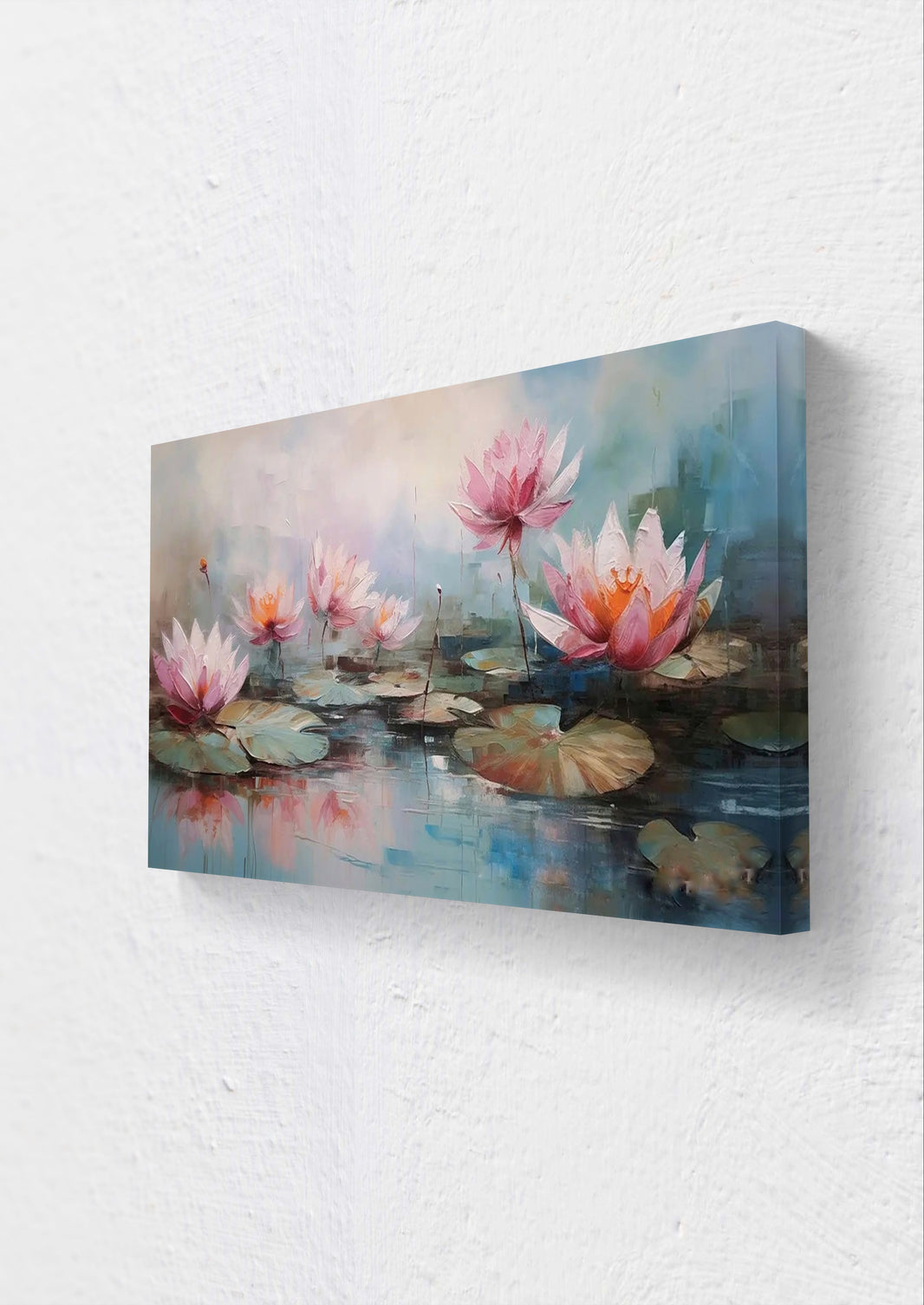 Peaceful Water with Lotus Flower Digital Oil Painting