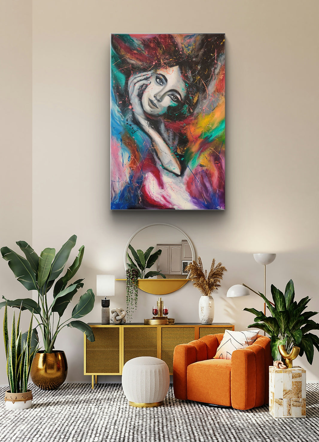 Luxore's Original "Dynamic Colors of Women" Handmade Oil Painting