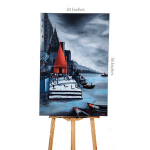 Luxoré Varanasi Ghat Temple Handmade Painting on Canvas