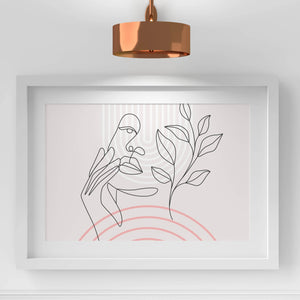 Luxoré Women Botanical Pink Geometry Line Art
