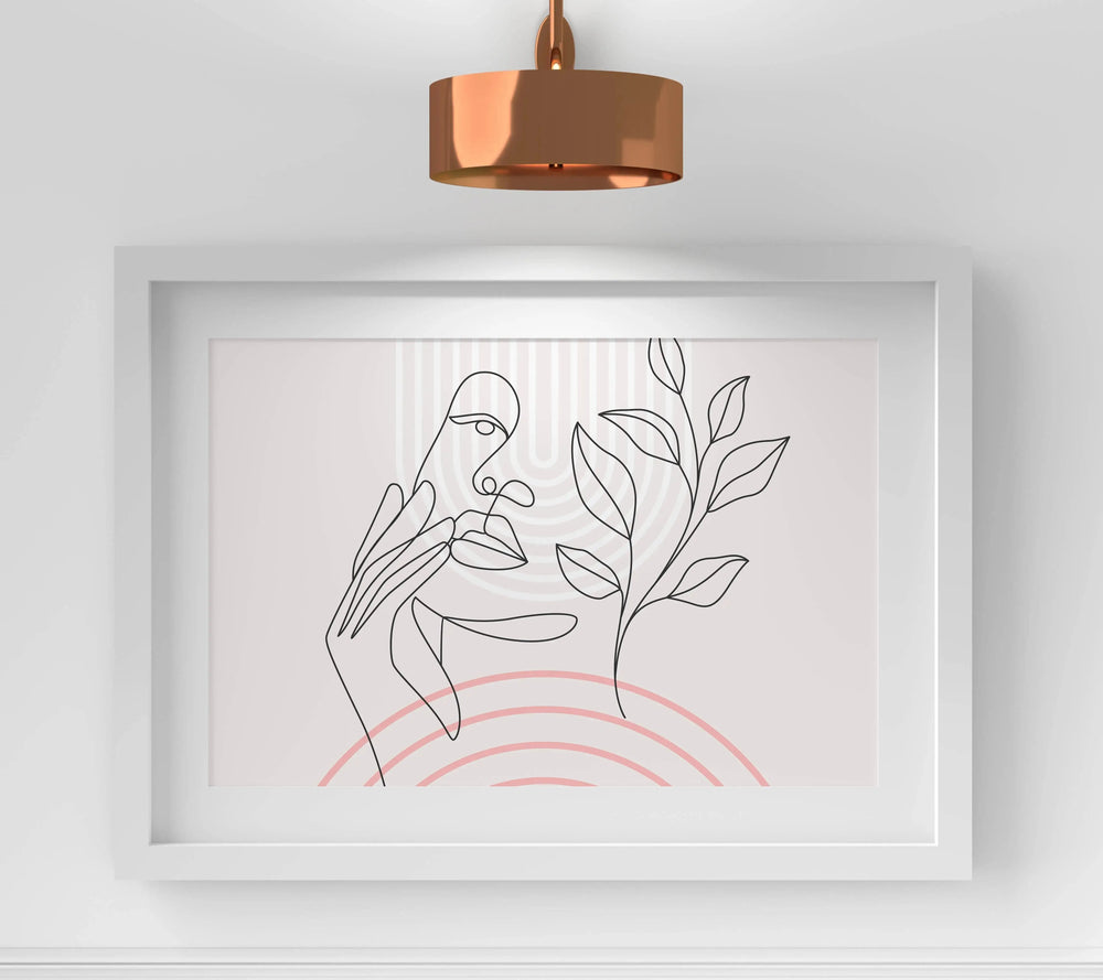 Luxoré Women Botanical Pink Geometry Line Art
