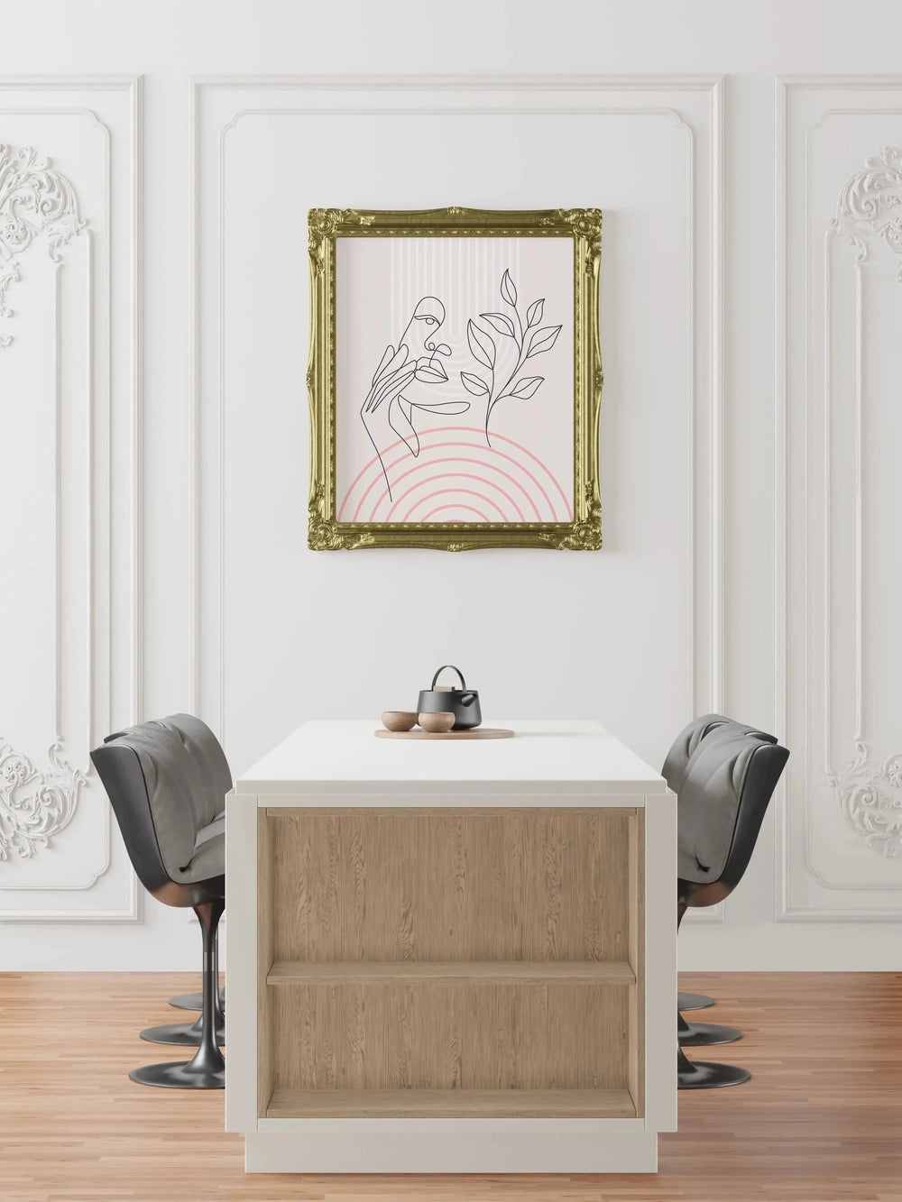 Luxoré Women Botanical Pink Geometry Line Art