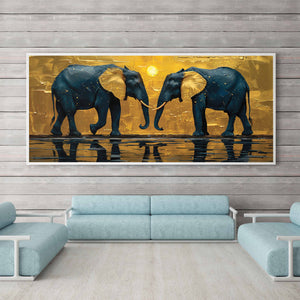 Luxoré Golden Ear Duo Elephant Guardian Digital Painting