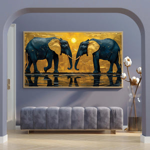 Luxoré Golden Ear Duo Elephant Guardian Digital Painting