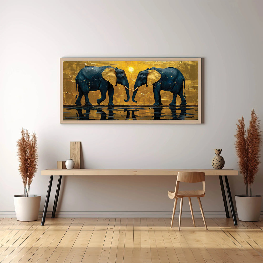 Luxoré Golden Ear Duo Elephant Guardian Digital Painting