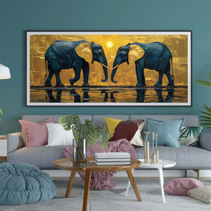 Luxoré Golden Ear Duo Elephant Guardian Digital Painting