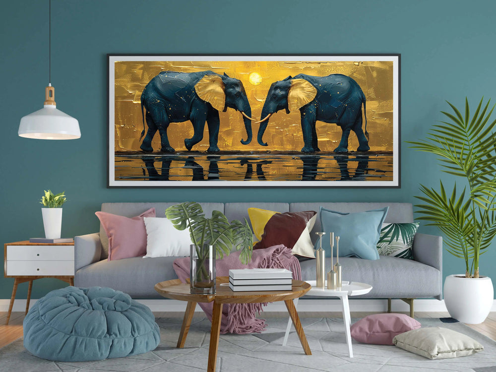 Luxoré Golden Ear Duo Elephant Guardian Digital Painting