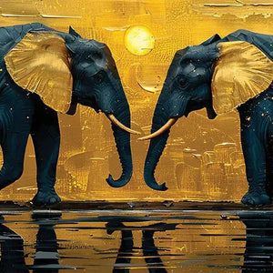 Luxoré Golden Ear Duo Elephant Guardian Digital Painting