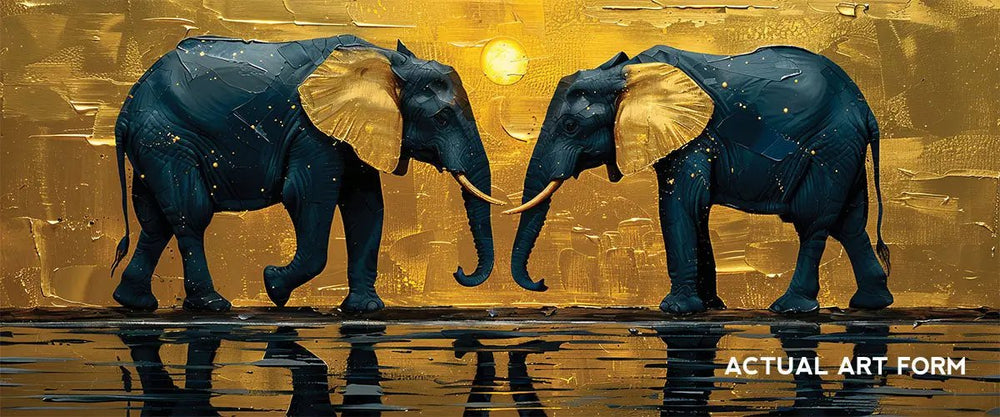 Luxoré Golden Ear Duo Elephant Guardian Digital Painting