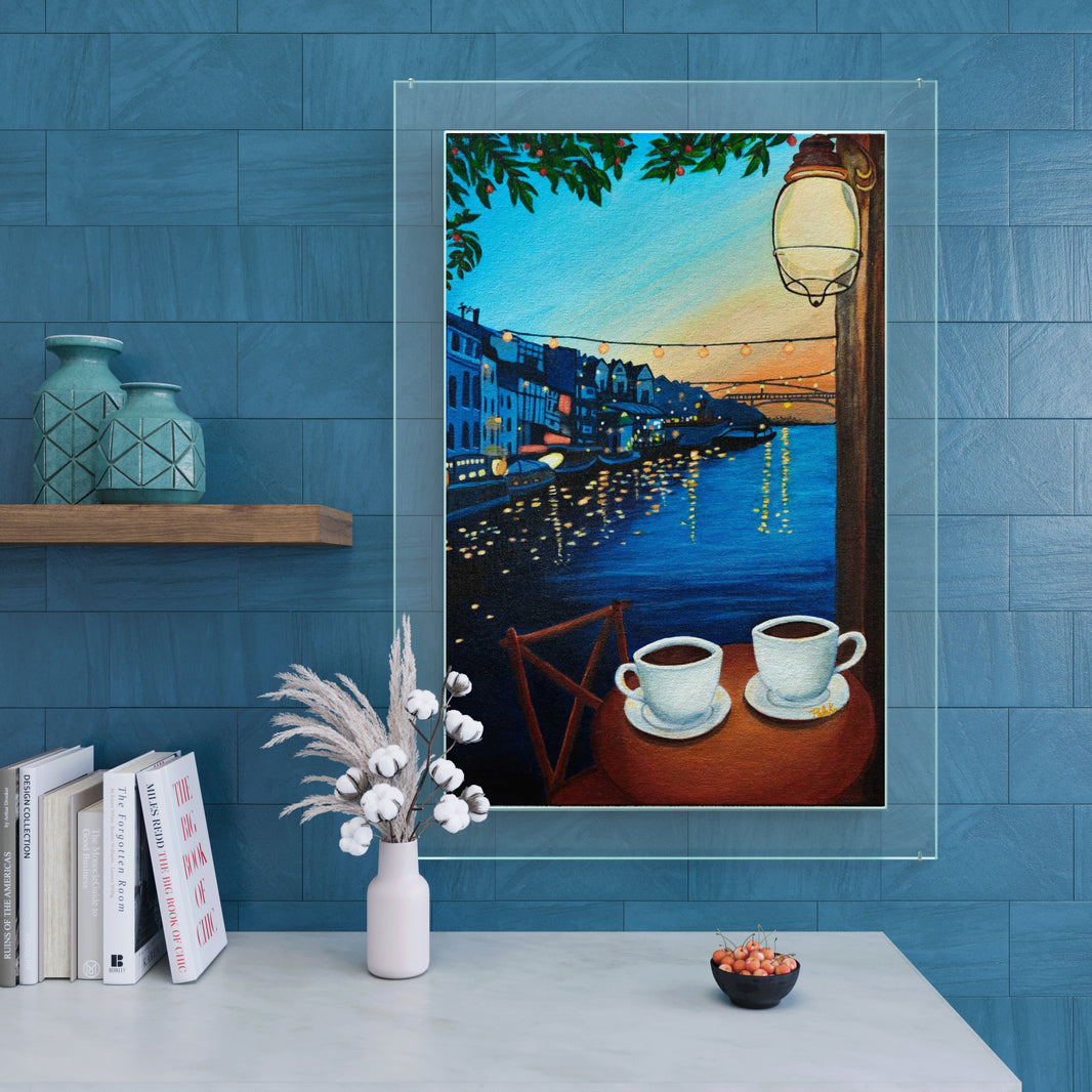 The Sunset Cafe Handmade Acrylic Painting