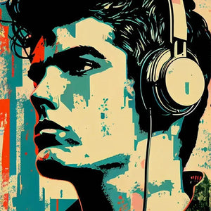 Luxoré Pop Art Portrait of a Guy Sporting Headphones