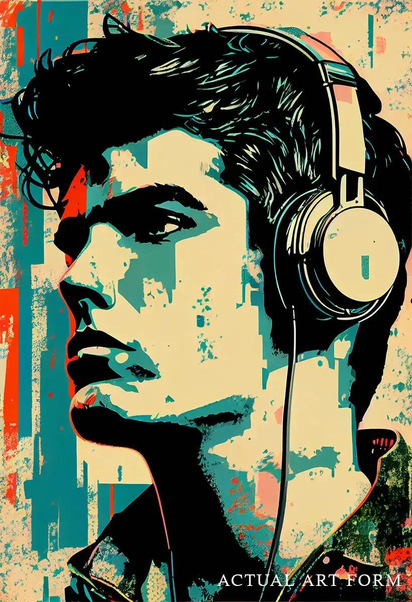 Luxoré Pop Art Portrait of a Guy Sporting Headphones