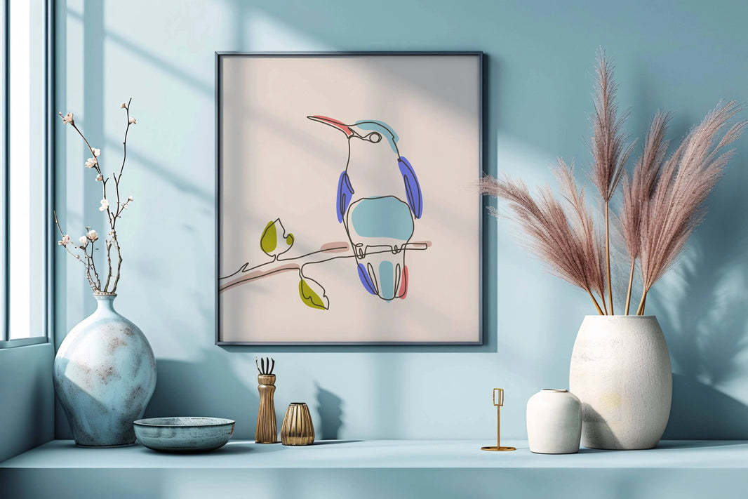 Flight of Fancy Bird Line Art Digital Sketch