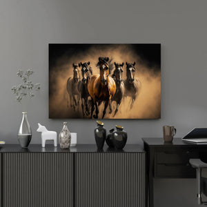 Luxoré Black Horses Herd Fast Galloping Digital Art Work