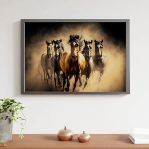 Luxoré Black Horses Herd Fast Galloping Digital Art Work