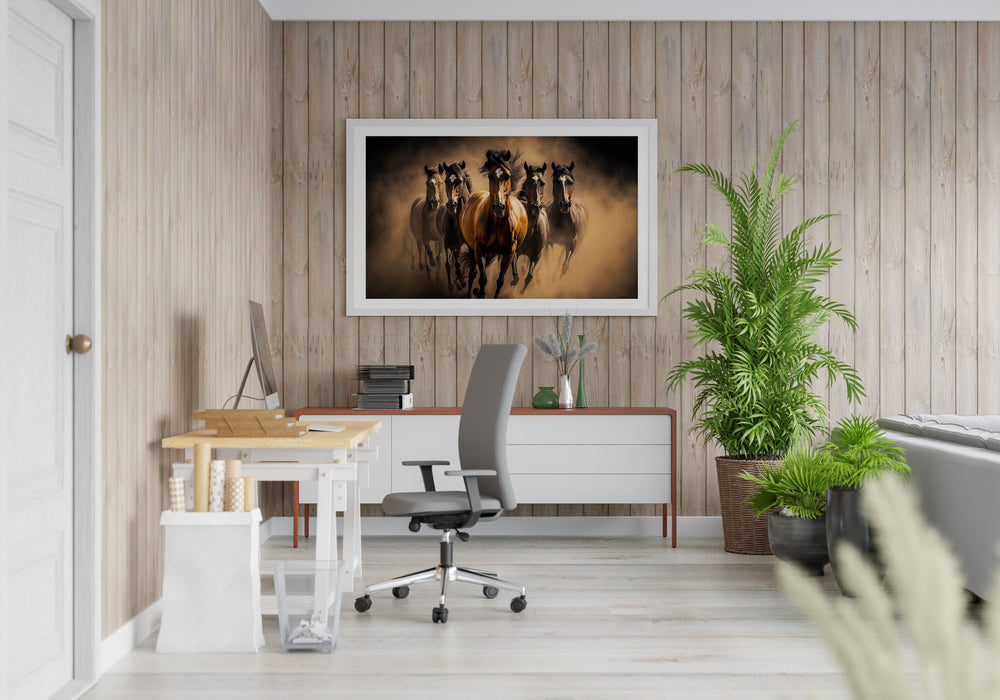 Luxoré Black Horses Herd Fast Galloping Digital Art Work