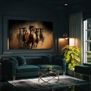 Luxoré Black Horses Herd Fast Galloping Digital Art Work