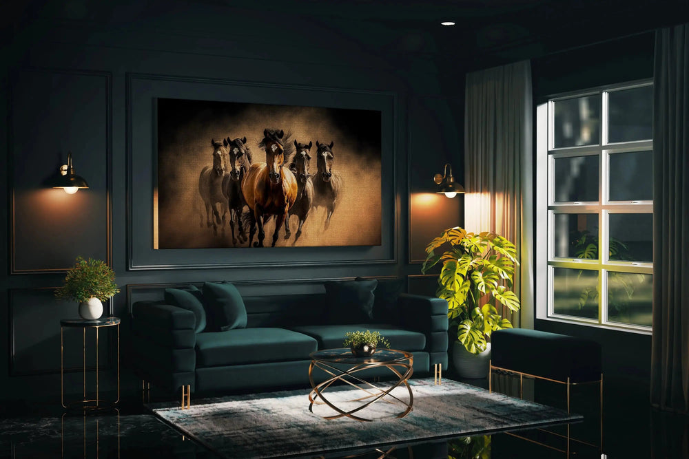 Luxoré Black Horses Herd Fast Galloping Digital Art Work