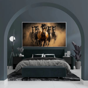 Luxoré Black Horses Herd Fast Galloping Digital Art Work