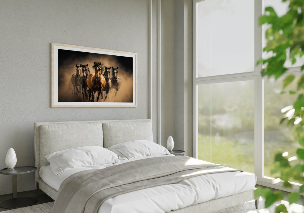 Luxoré Black Horses Herd Fast Galloping Digital Art Work