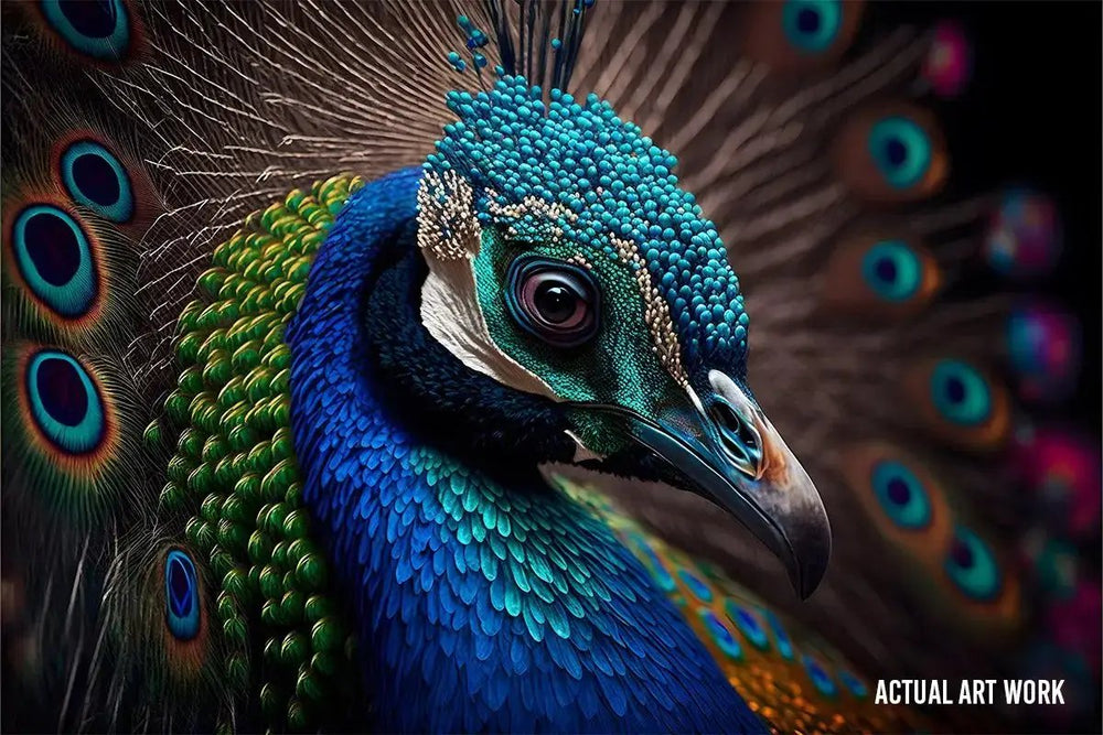 Luxoré Digital Art Featuring a Detailed Peacock Close-Up